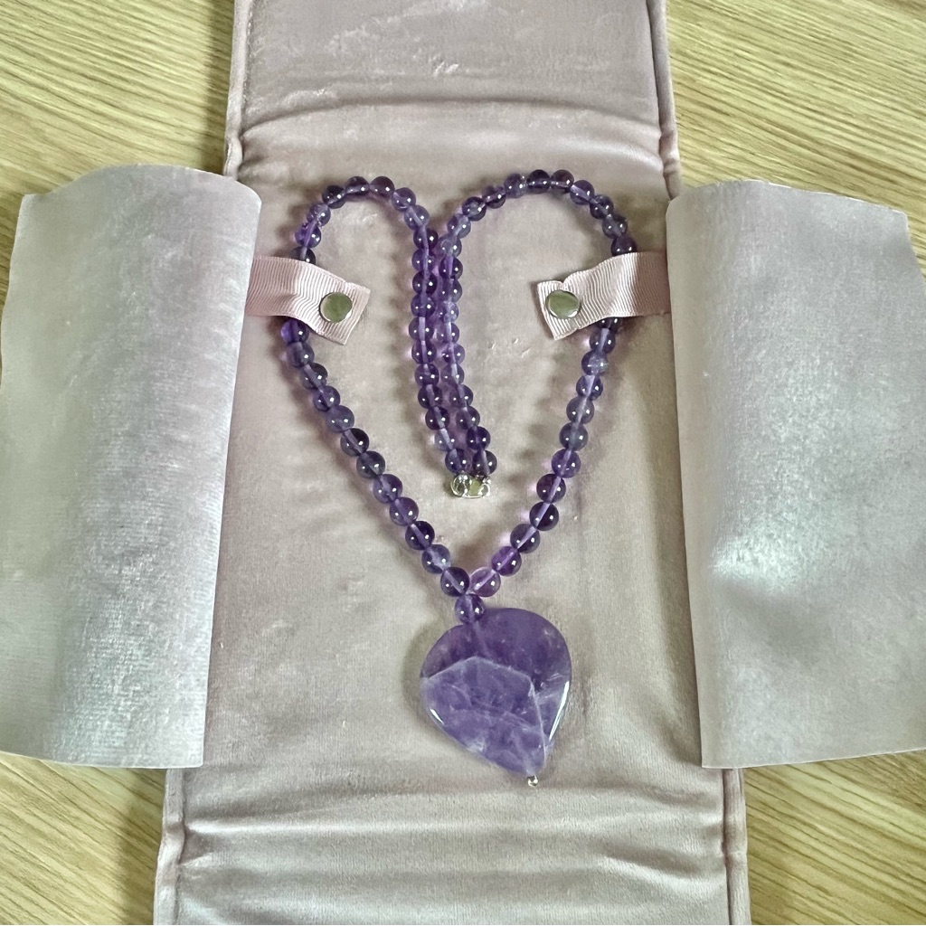 Sundance Amethyst Heart Beaded Pendant Necklace 88$